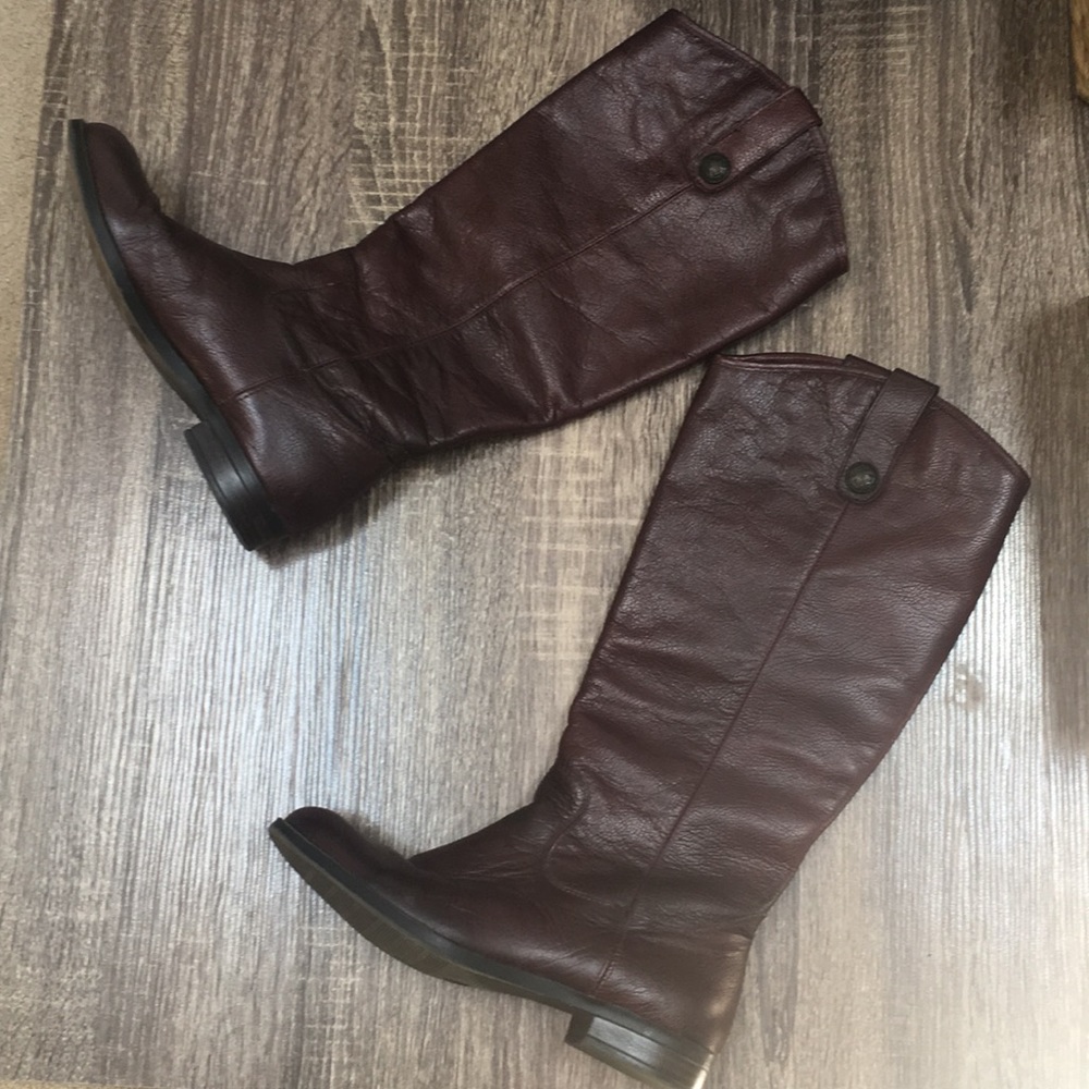 Brown leather boots